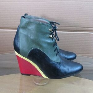 Massimo Dutti Women's Ankle Booties Wedge Heels Jamaica Style Boots Size 6.5